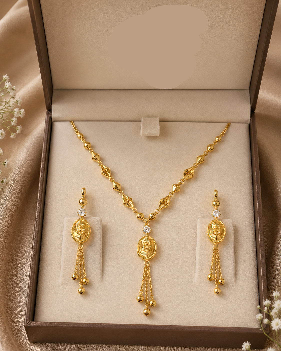 Elegant Pendant Ovel Necklace Set