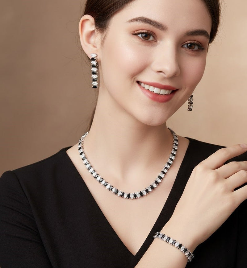 Classic White Crystal Marquise Cut Jewelry Set