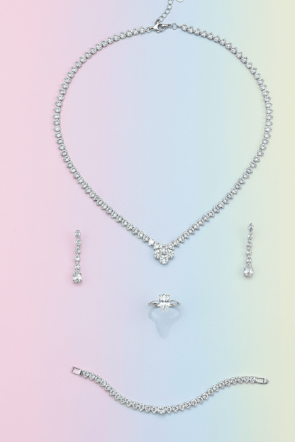 Clover Crystal Pendant Jewelry Set