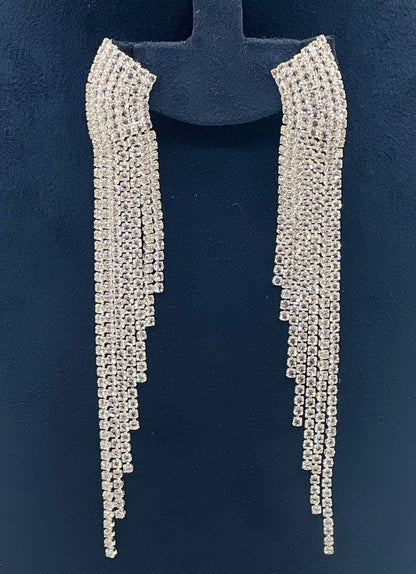 Curved Crystal Waterfall Earrings