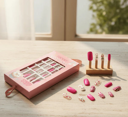 Febble - Kids Pink Bunny False Nails